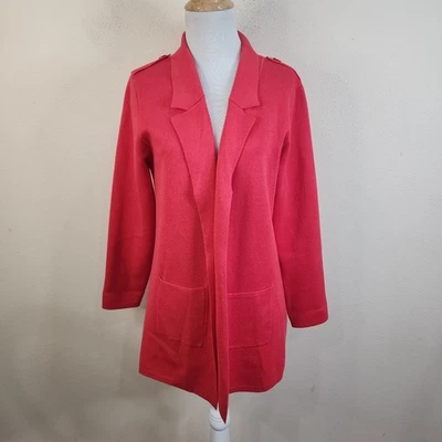 Vila Milano Open Front Cardigan Sweater Jacket Coral Size Large - Image 1 of 4