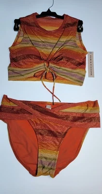 Robin Piccone Women's Greta Top Brallete Bikini Swim Bottom Mid Rise Medium NEW - Image 1 of 4