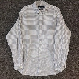 Polo Ralph Lauren Yarmouth Oxford Shirt Mens Sz 17.5” 36/37 White Checker Cotton - Picture 1 of 8