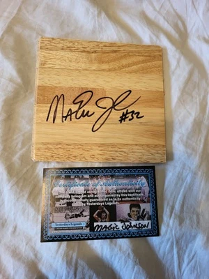 Tablero de suelo de baldosas de parquet 6x6 firmado por Magic Johnson LAKERS Yesterday Legends certificado de autenticidad Foto 1 de 2