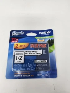 Brother P-touch TZe Nastro 1/2" Nero Stampa su Bianco Laminato 2 Nastri TZe-2312PK - Foto 1 di 4