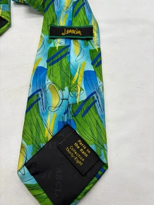 Corbata de seda J Garcia vibrante colección París bajo la lluvia abstracta azul verde Foto 1 de 2