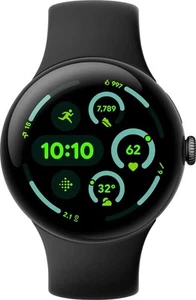 Google Pixel Watch 3 (Wi-Fi) – 45mm matowa czarna obudowa z paskiem obsydianowym –GA05785-US - Zdjęcie 1 z 4