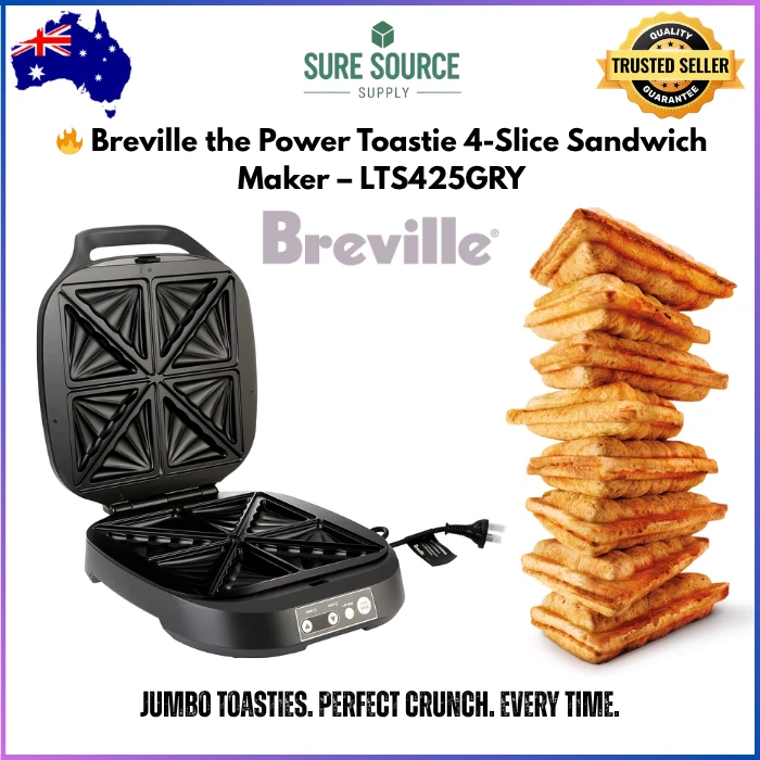 Breville 4-Slice Electric Jaffle Toastie Maker Snacks Press Sandwich Non-stick - image 1 of 4