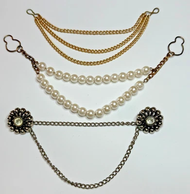 Lote de 3 Clips Suéter De Colección Cierres Doble Imitación Perla Tono Dorado Tono Plata Flor Foto 1 de 4