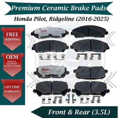 Kit de pastillas de freno delanteras y traseras de cerámica para Honda Pilot Ridgeline 2016-2025 Foto 1 de 4