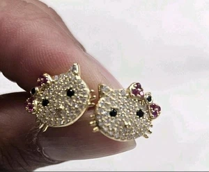 Hello Kitty 14k Gold Plated Over S925 Stud Earrings  - Picture 1 of 1
