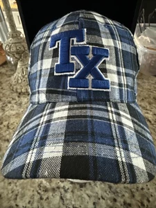 Cappello regolabile a scacchi Texas TX BlackroyalWhite stile Gingham 5110 - Foto 1 di 7