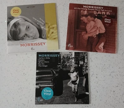 MORRISSEY 3 X 7"s All The Young, Jacky's Only Happy, My Love I'd Do Anything - Image 1 of 2