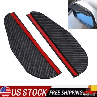 1 par de parasol protector de cejas con tabla de lluvia y espejo retrovisor lateral de fibra de carbono para automóvil Foto 1 de 4