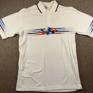 Vintage HEAD Tennis Shirt Polo weiß Streifen abstrakte Grafik Large - Bild 1 von 12