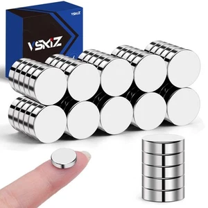 Refrigerator Magnets 50 Pcs, 10x3mm Tiny Round Disc Small 10x3-50, Silvery - Picture 1 of 6