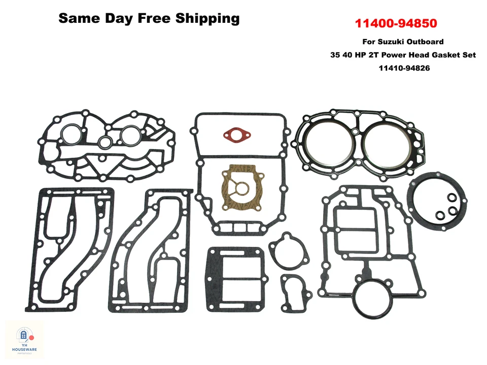 11400-94850 For SUZUKI DT40 POWER HEAD GASKET SET REPLACES 11410-94826 - Image 1 of 4