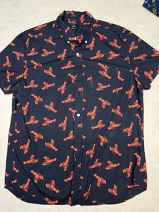 NWOT J. Crew Men’s L Navy Short Sleeve LobsterAOP Flex Slim Fit Button Down - Bild 1 von 5