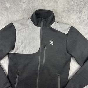 Browning Sweater Jacket Mens M Black Gray Wool Blend Shooting Full Zip Hunting - Picture 1 of 9