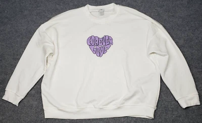 Rue21 Sudadera Mujer 3X Blanca Forever Love Corazón Manga Larga Pullover Nueva Foto 1 de 4