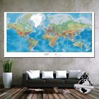 Énorme grande bannière toile terre océan carte du monde imprimé classique élite affiche murale