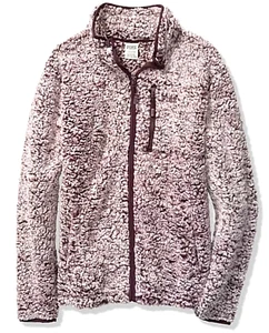 NWT 1 VICTORIA'S SECRET PINK SHERPA FULL ZIP PLUM SWEATER SOFT JACKET TOP MEDIUM - Picture 1 of 2