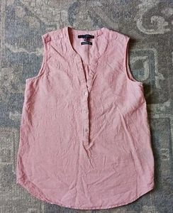 Linen Harve Benard Cottagecore Tank Blouse Womens M Sleeveless Pink - Picture 1 of 8