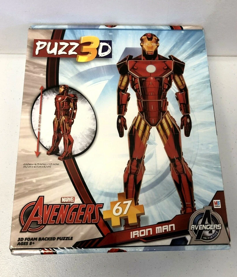 Rompecabezas Marvel Avengers Iron Man 3D con respaldo de espuma 67 piezas Hasbro nuevo sellado Foto 1 de 3