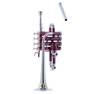 SOUND SAGA Piccolo Trumpet Bb Pitch With Mouthpiece & carry case (Maroon Silver) - Picture 1 of 5