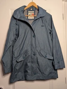 Seasalt 'St Michael’s Mount' Hooded Waterproof Raincoat Jacket UK Size 8 In Blue - Picture 1 of 13