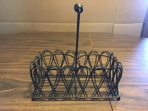 Vintage Small Metal Wire Rectangular Basket W/ Handle Bottles Small Pots - Picture 1 of 8