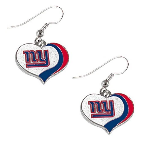 NFL New York Giants Earrings Glitter Heart Cover