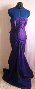 Stunning Hollywood Glam/Burlesque Regal purple fine Silk 2 piece wedding/eve - Picture 1 of 11