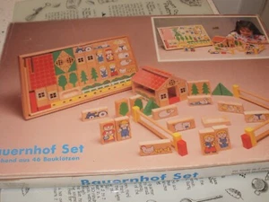 bauernhof Vintage Wooden Farm Set With tray, Building, animals, fences &people - Picture 1 of 10