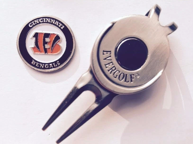 TEAM GOLF EVERGOLF NFL Cincinnati Bengals Golf Ball Marker and Magnetic Divot Tool