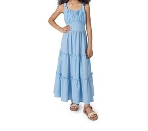 New: Rare Editions Big Girls Sleeveless Tie Sleeve Maxi Dress, Size:8, Sky Blue - Picture 1 of 3