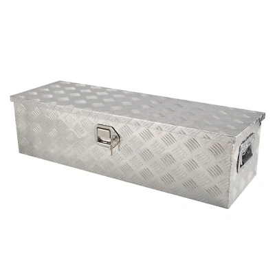 Remolque de almacenamiento + bloqueo 39"x13"x10" de aluminio plateado camioneta maletero plataforma herramientas Foto 1 de 4