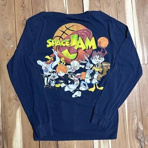 Vintage Space Jam Movie Long Sleeve Tshirt Men's Large (42-44) Blue Big Back Hit - Picture 1 of 9