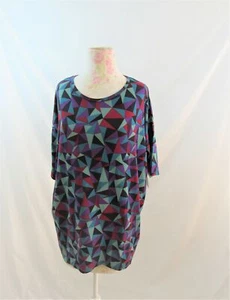 LuLaRoe Womens Irma Blue Purple Red Geometric Triangle Tunic Shirt Sz XS - Picture 1 of 3