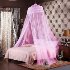 Qucover Girls Bed Canopy Polyester Princess Mosquito Net Pink Dome Mesh Canopy 