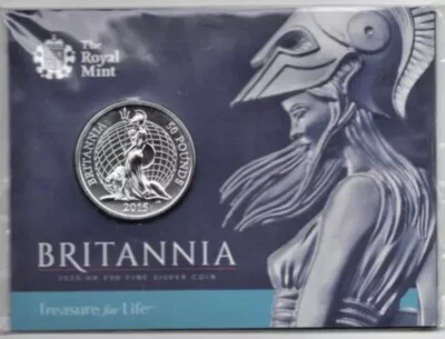 Britannia 2015 UK £50 Fine Silver Coin - Immagine 1 di 2