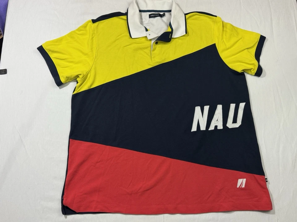 Camisa polo Nautica que absorbe la humedad bloque de color firma para hombre 2XLT grande y alta Foto 1 de 4