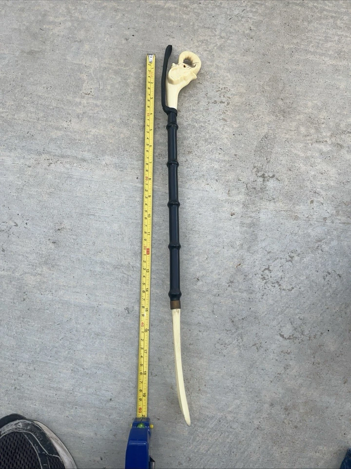 Vintage Shoe Horn Elephant Head Faux Bamboo Wood Handle Long 20” - Image 1 of 1