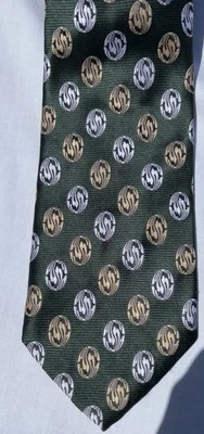 Repp Tie Christian Dior Men's All Silk WPL490 4” X 55” Green Geometric Print - Image 1 of 4