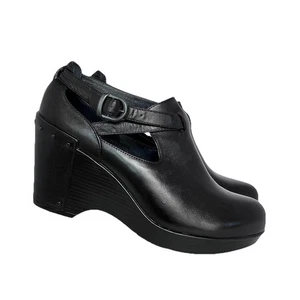 Dansko Franka Clogs 37 schwarz Leder Nieten Riemchen Schnalle Heels - Boho Chic - Bild 1 von 7