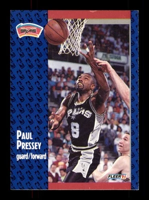  186 Paul Pressey 8 Spurs 1991 Fleer Basketball Sports Trading Card  - Image 1 of 2
