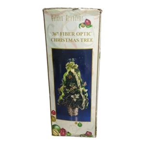 Vintage 36" grüner Glasfaser Weihnachtsbaum mit Ornamenten Basis ändert Farben getestet - Bild 1 von 4