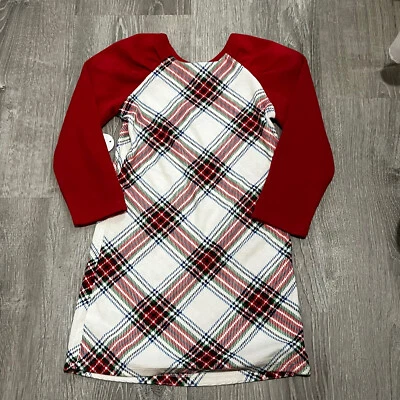 Nuevo Camisón Wonder Nation Niñas Talla XS 4/5 Rojo Vacaciones Cuadros Manga Larga Foto 1 de 4