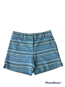 Pantaloncini donna Ann Taylor Loft 4 o 6 Riviera Geo Jacquard blu multitasche - Foto 1 di 3