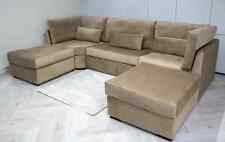 New Home Modern Sofa Emperor Push Velvet Mink U-Shape w/ Moveable Footstools UK