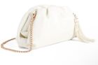 NEW Understated Leather Crescent Clutch Crossbody Ivory