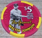 $5 Ltd Edt Walter Johnson Gaming Chip From Ballys Grand Casino Atl City