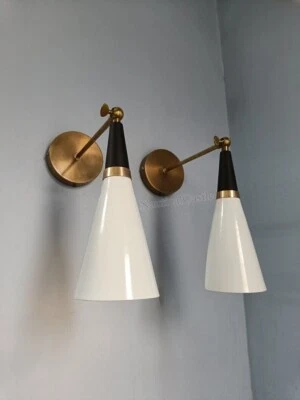 Aplique de pared par de luces años 50 mediados de siglo latón italiano Diabolo aplique de pared vintage Foto 1 de 3