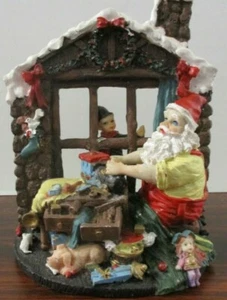 Papá Noel y un elfo trabajando en el Polo Norte, decoración, ¡excelente estado! - Imagen 1 de 6